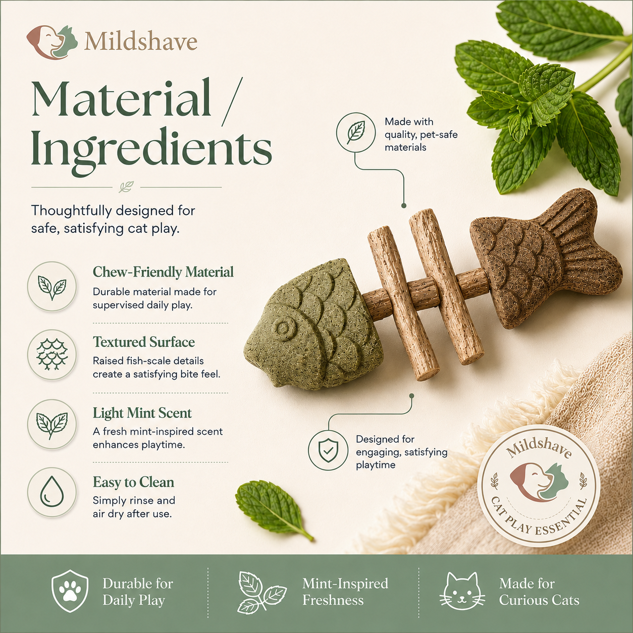 Mildshave® Fishbone Catnip Chewable for Cats (Toys)🐱