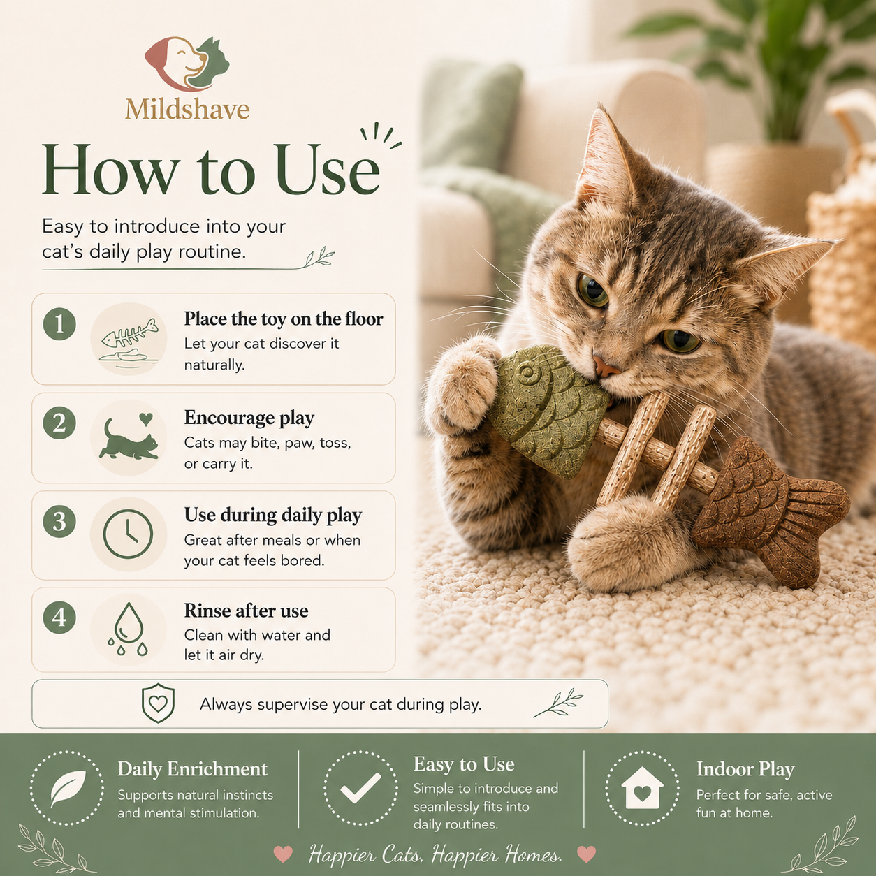 Mildshave® Fishbone Catnip Chewable for Cats (Toys)🐱